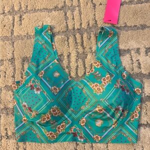 EBY Bralette in the Dutchess Floral Patterned Green Crop Top